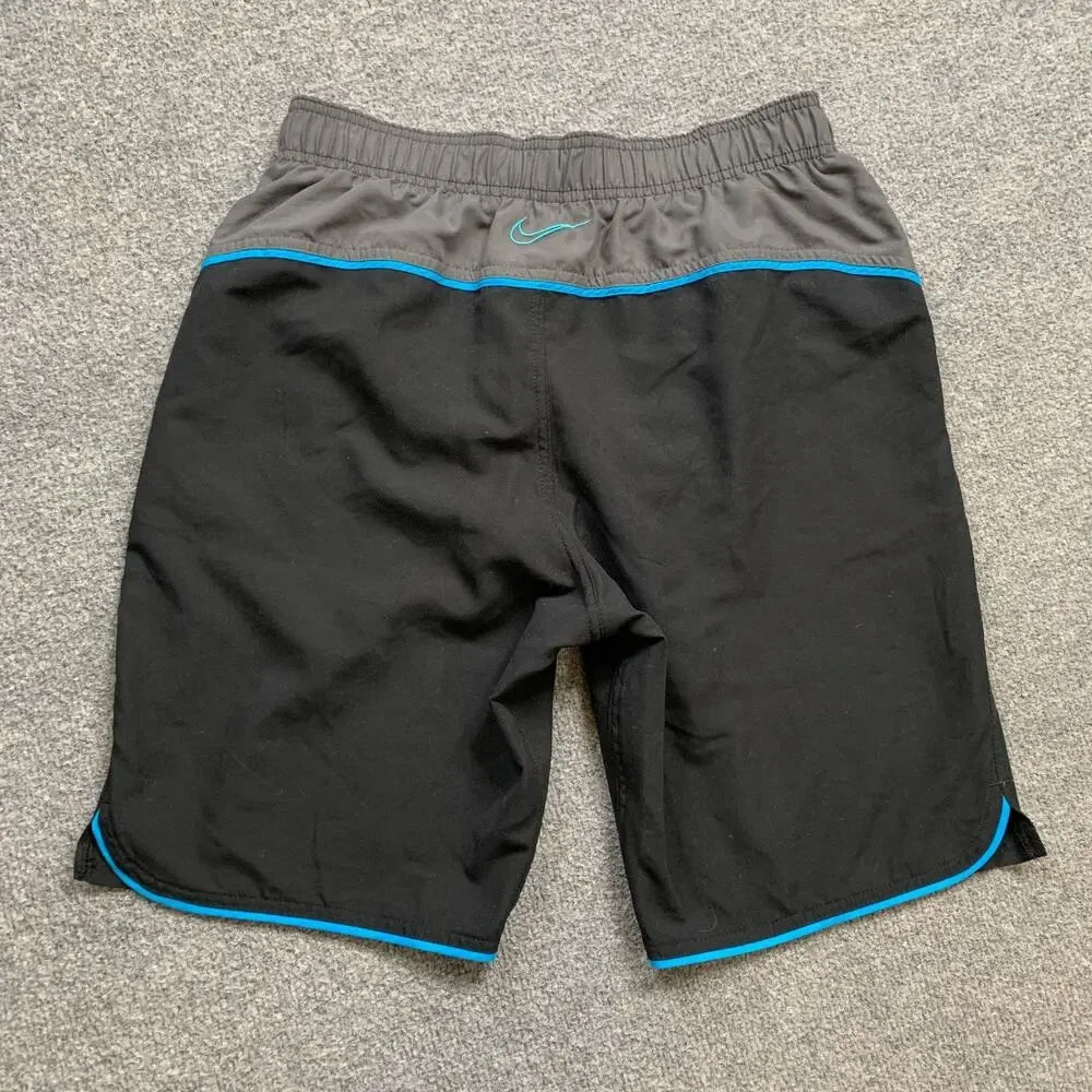 Nike Swim Shorts Mens Small Black Blue Surge 9-Inch Volley Swimwear‎ Brief Lined